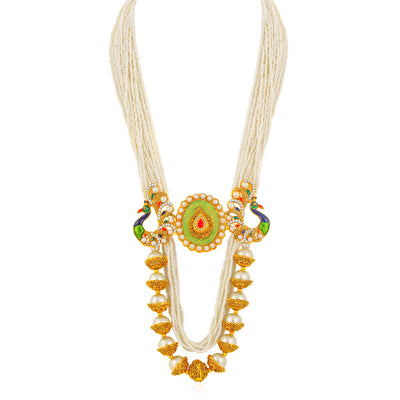 Sukkhi Youthful Gold Plated Peacock Long Haram Necklace Set for Women