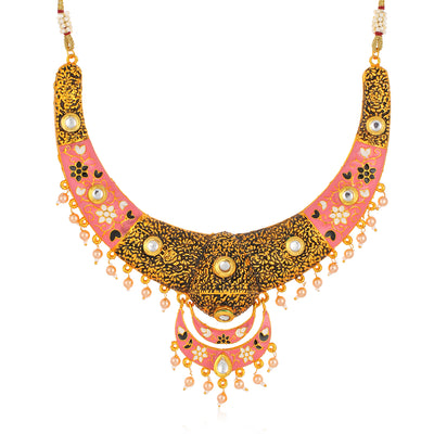 Sukkhi Splendid Gold Plated Mint Meena Collection Choker Necklace Set for Women