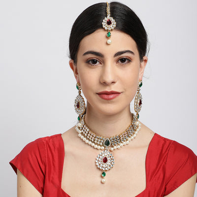 Sukkhi Incredible Kundan Gold Plated Choker Neckalce Set for Women