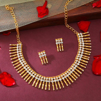 Sukkhi Glitzy Gold Plated Choker Necklace Set for Women