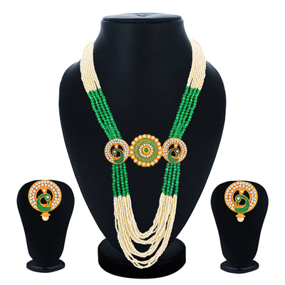 Sukkhi Exotic Gold Plated Peacock Long Haram Necklace Set for Women