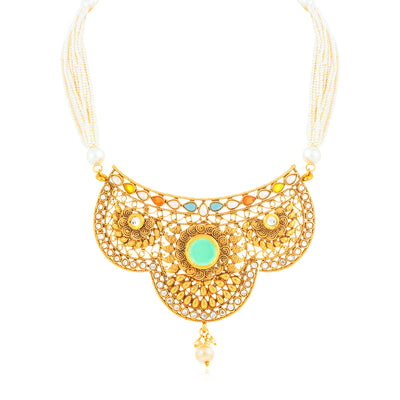 Sukkhi Charming Gold Plated Jalebi Collar Necklace Set for Women