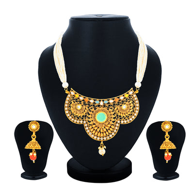 Sukkhi Charming Gold Plated Jalebi Collar Necklace Set for Women