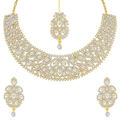 Sukkhi Gleaming Gold Plated Choker Necklace Set For Women