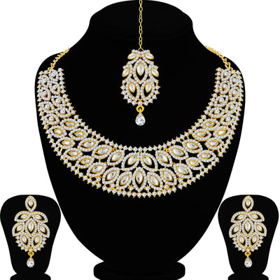 Sukkhi Gleaming Gold Plated Choker Necklace Set For Women