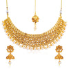 Sukkhi Shimmering Gold Plated Pearl and LCTChoker Necklace Set for Women