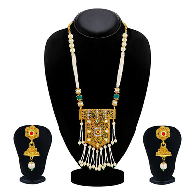 Sukkhi Exotic Gold Plated Kundan and Pearl Collar Necklace Set for Women