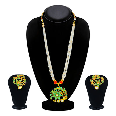 Sukkhi Ravishing Gold Plated Floral Long Haram Necklace Set for Women