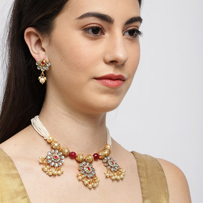 Sukkhi Youthful Kundan Pearl Neckalce Set for Women