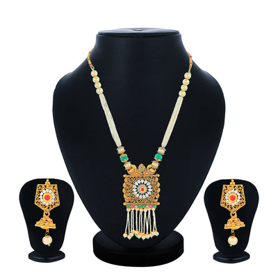 Sukkhi Charming Gold Plated Pearl Collar Necklace Set for Women