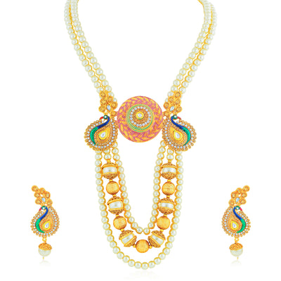 Sukkhi Excellent Gold Plated Peacock Collar Necklace Set for Women