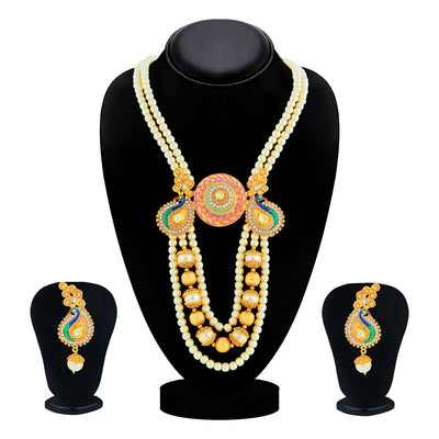 Sukkhi Excellent Gold Plated Peacock Collar Necklace Set for Women