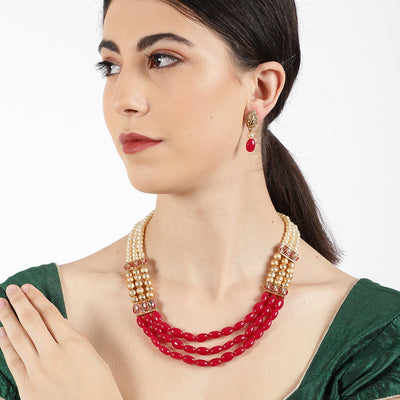 Sukkhi Resplendent Gold Plated String Neckalce Set for Women