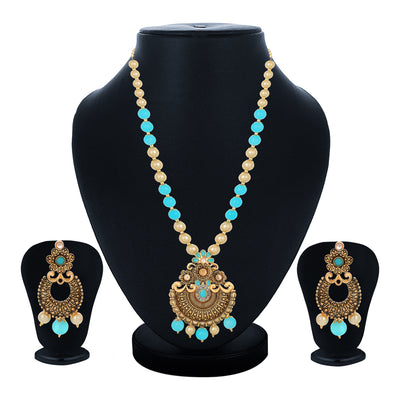 Sukkhi Resplendent Collar Gold Plated Necklace Set Set for Women