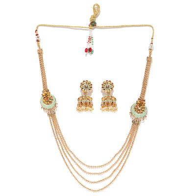 Sukkhi Adorable Four String Mint Collection Gold Plated Neckale Set for Women