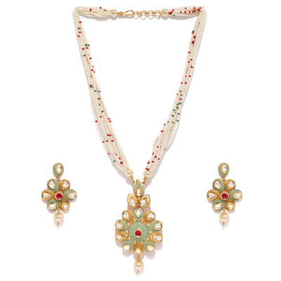 Sukkhi Exclusive Mint Collection Kundan Gold Plated Neckalce Set for Women