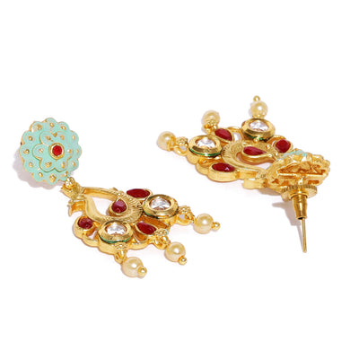 Sukkhi Mint Kundan Perl Gold Plated Neckalce Set