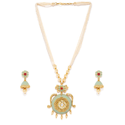 Sukkhi Modish Mint Collection Gold Plated Pearl Neckalce Set for Women