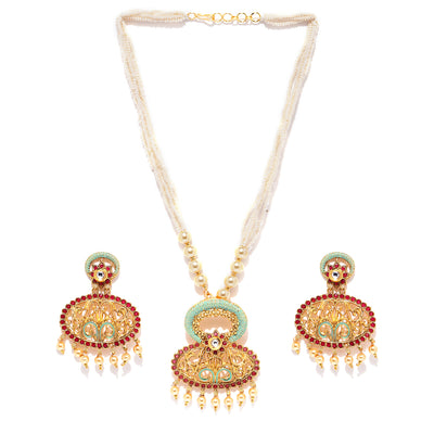 Sukkhi Spectacular Mint Collection Gold Plated Pearl Neckalce Set for Women