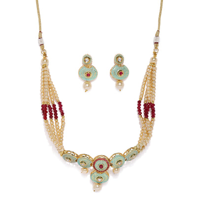 Sukkhi Trendy Mint Collection Gold Plated Neckalce Set for Women