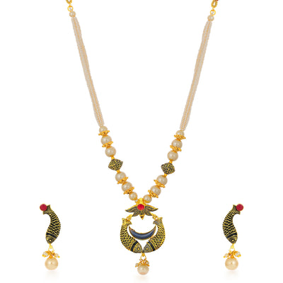 Sukkhi Shimmering Fish Gold Plated Necklace Set Set for Women
