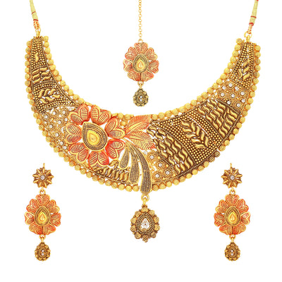 Sukkhi Bollywood Inspired Choker Gold Plated Necklace Set Set for Women