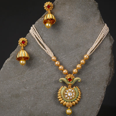 Sukkhi Cluster Mint Collection Gold Plated Neckalce Set for Women