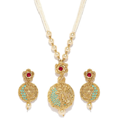 Sukkhi Designer Mint Collection Gold Plated Neckalce Set for Women