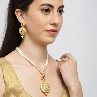 Sukkhi Designer Mint Collection Gold Plated Neckalce Set for Women