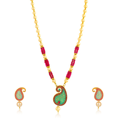 Sukkhi Dazzling Collar Gold Plated Necklace Set Set for Women