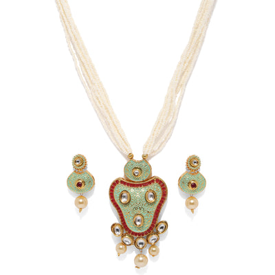 Sukkhi Fine Mint Collection Gold Plated Neckalce Set for Women