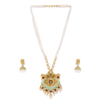 Sukkhi Glitzy Mint Collection Gold Plated Neckalce Set for Women