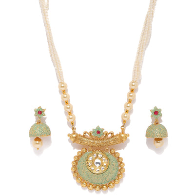 Sukkhi Gorgeous Mint Collection Gold Plated Neckalce Set for Women