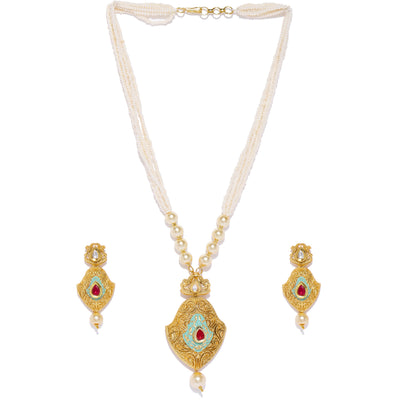 Sukkhi Lavish Mint Collection Gold Plated Neckalce Set for Women