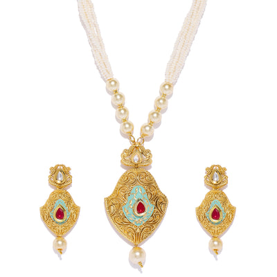 Sukkhi Lavish Mint Collection Gold Plated Neckalce Set for Women