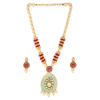 Sukkhi Pleasing Mint Collection Gold Plated Neckalce Set for Women