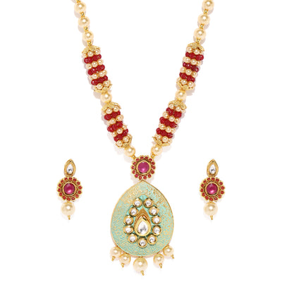 Sukkhi Pleasing Mint Collection Gold Plated Neckalce Set for Women