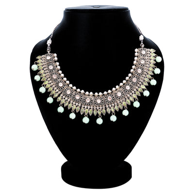 Sukkhi Ravishing Oxidised Pearl Choker Necklace Set For Women