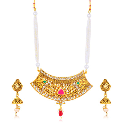 Sukkhi Ritzy Collar Gold Plated Necklace Set Set for Women
