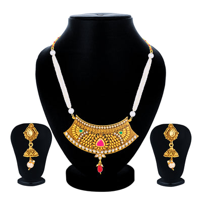 Sukkhi Ritzy Collar Gold Plated Necklace Set Set for Women