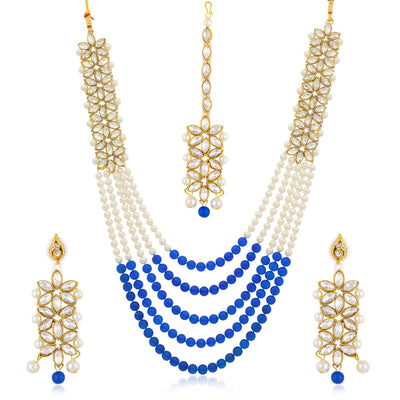 Sukkhi Trendy Long Haram Gold Plated Necklace Set Set for Women