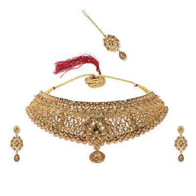 Sukkhi Charming Gold Plated Choker Neckalce Set for Women