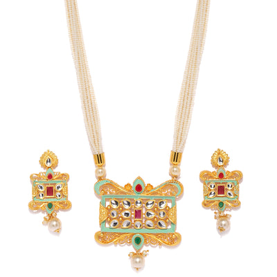 Sukkhi Pretty Mint Collection Gold Plated Neckalce Set for Women