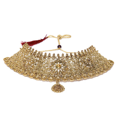 Sukkhi Wavy Gold Plated Choker Neckalce Set for Women