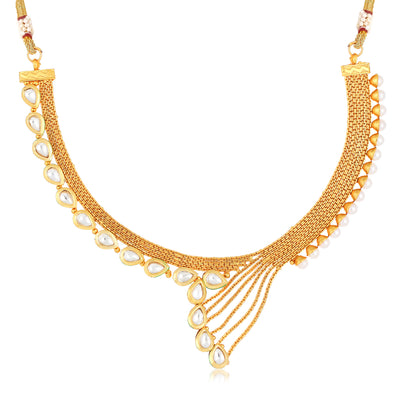 Sukkhi Fine Choker Gold Plated Necklace Set Set for Women