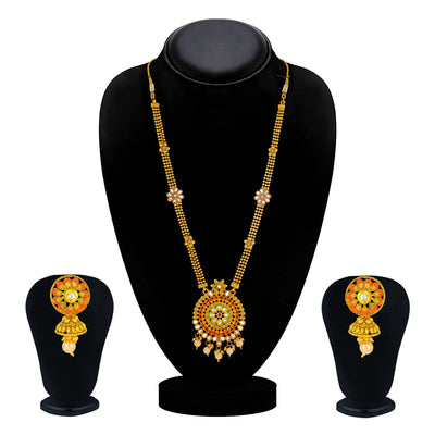 Sukkhi Gorgeous Long Haram Gold Plated Necklace Set for Women