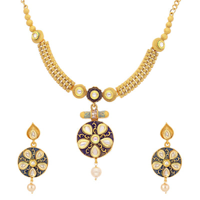 Sukkhi Youthful Collar Gold Plated Necklace Set for Women