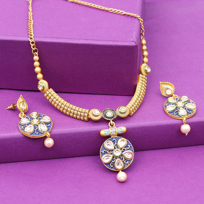 Sukkhi Youthful Collar Gold Plated Necklace Set for Women