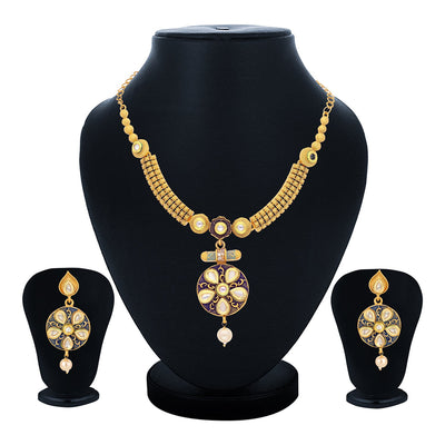 Sukkhi Youthful Collar Gold Plated Necklace Set for Women