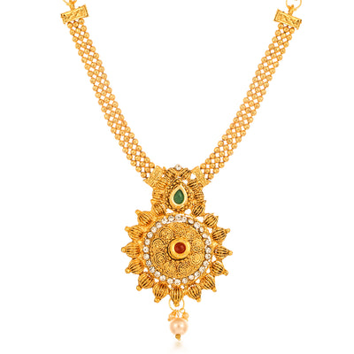 Sukkhi Charming Collar Gold Plated Necklace Set Set for Women